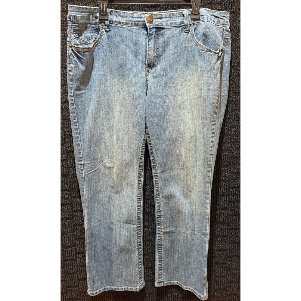 Avenue Denim Jeans Medium Wash Bootcut Womens Plus Size 14 Petite, Stretch